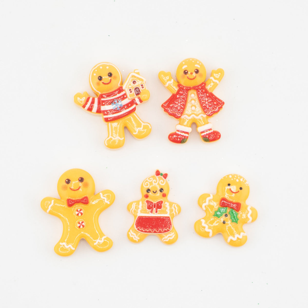 Gingerbread Boy & Girl Resin Flatback Craft Embellishments