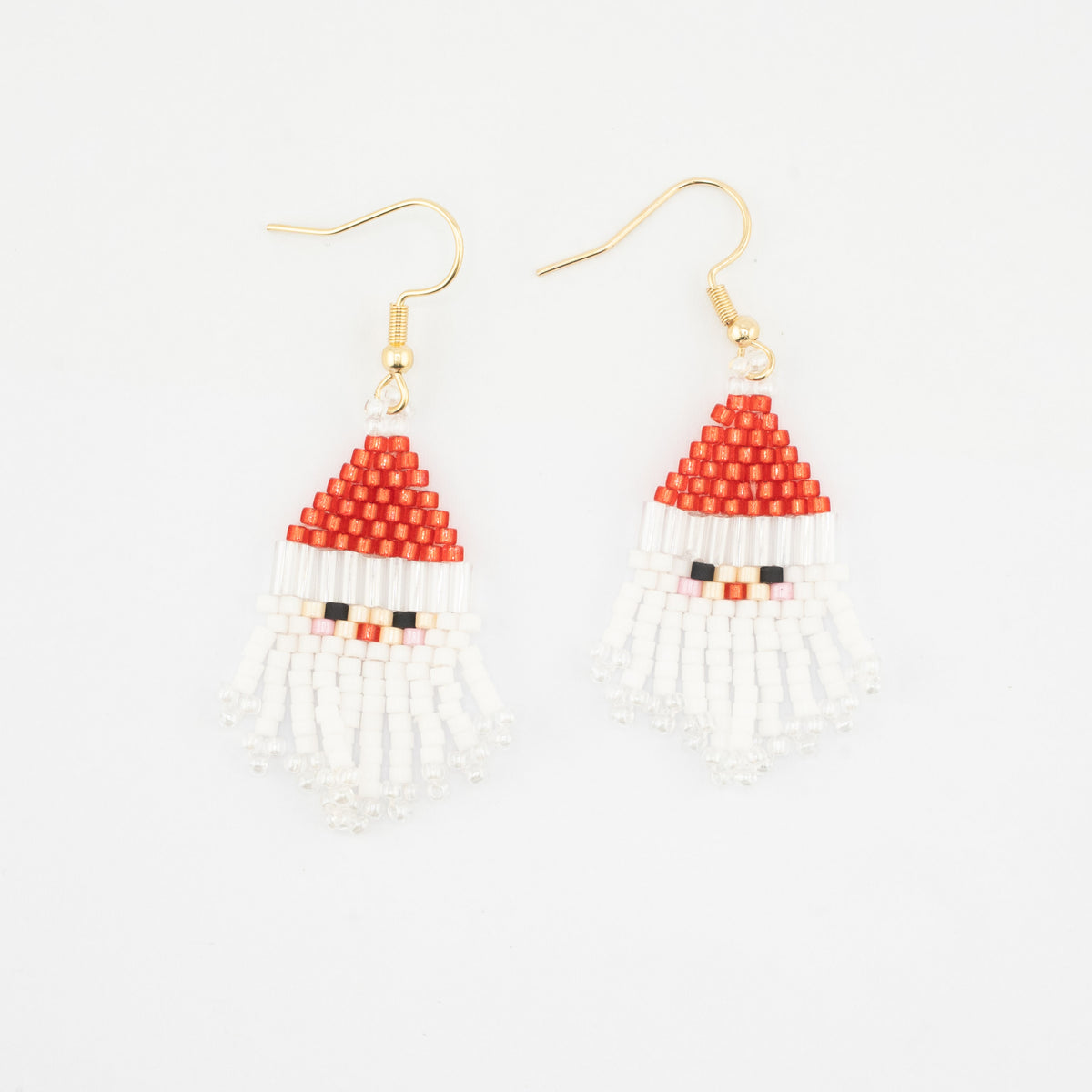 Seed Bead Santa Claus Dangle Earrings