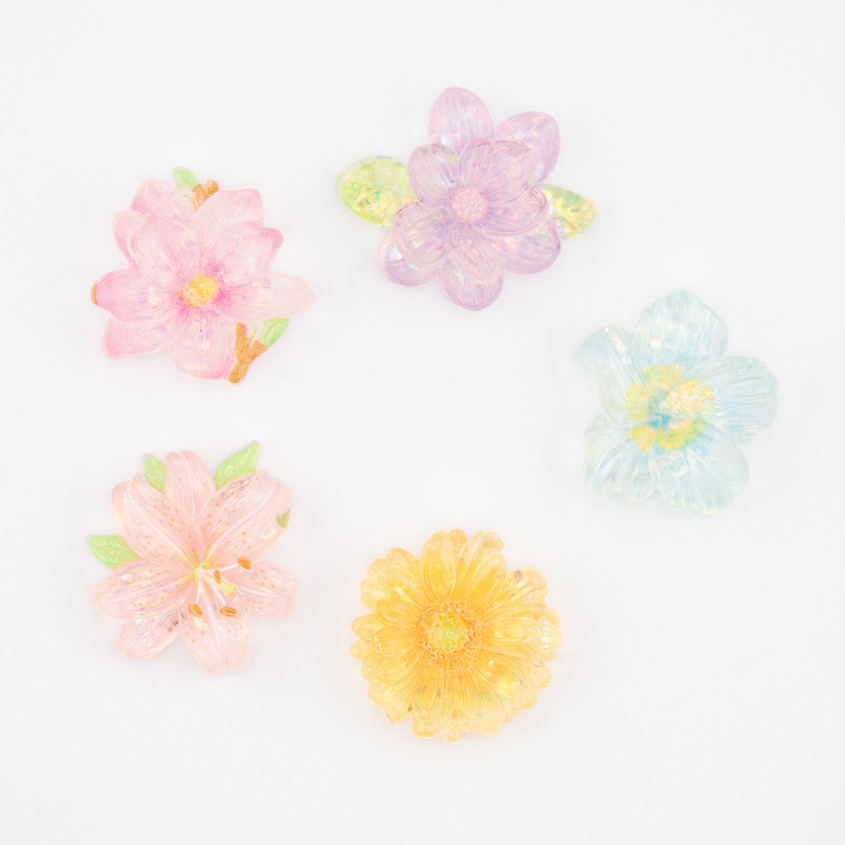 Pastel Glitter Flower Resin Flat Craft Embellishments