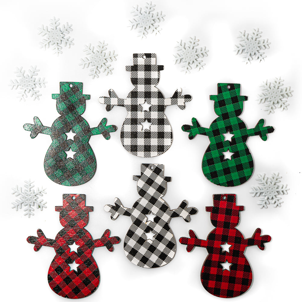 Plaid Snowman Wood Flat Back Embellishment Pack