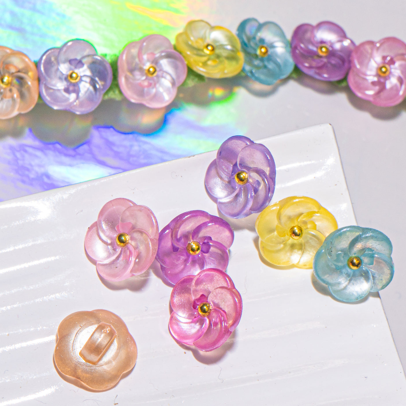 Golden Blush Pearl Flower Loop Back Buttons