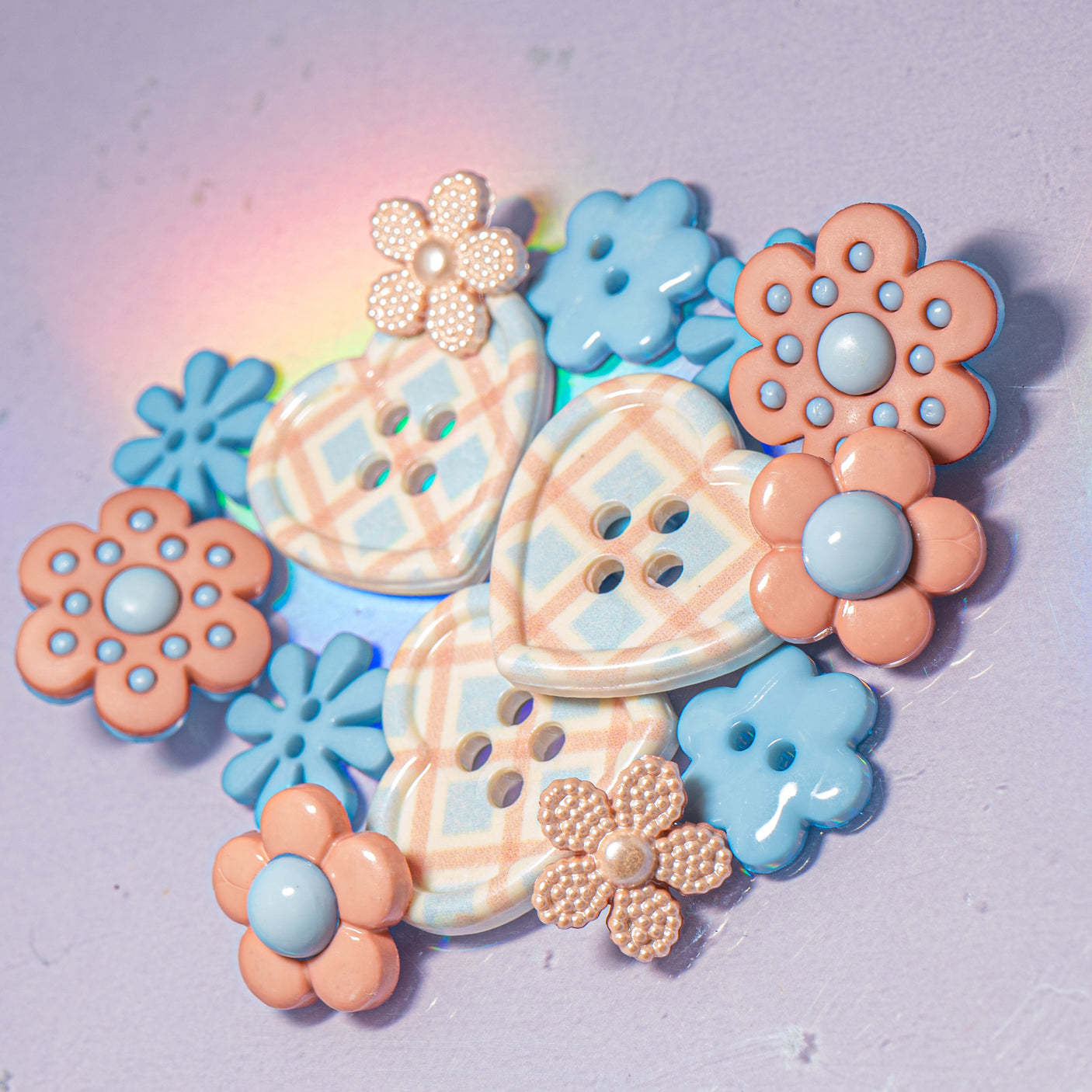 Vintage Coastal Blue Button Embellishment Mix
