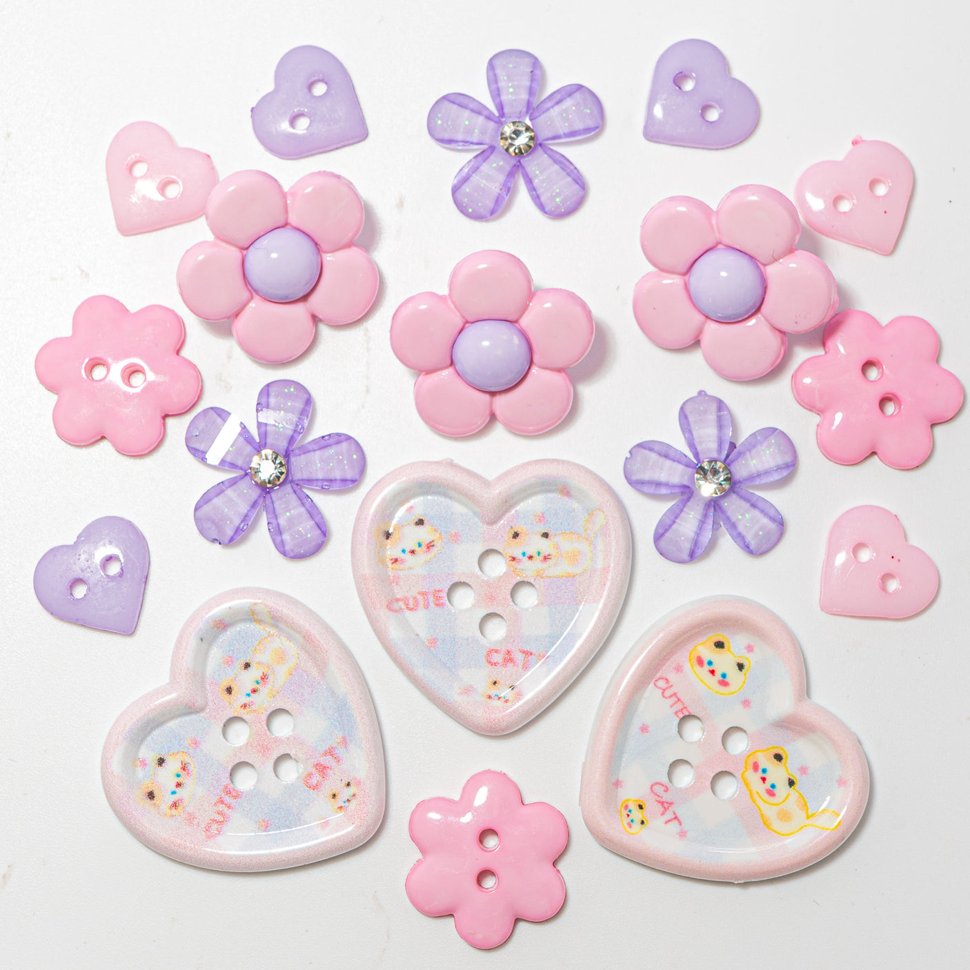 Cotton Candy Hearts Button Embellishment Mix