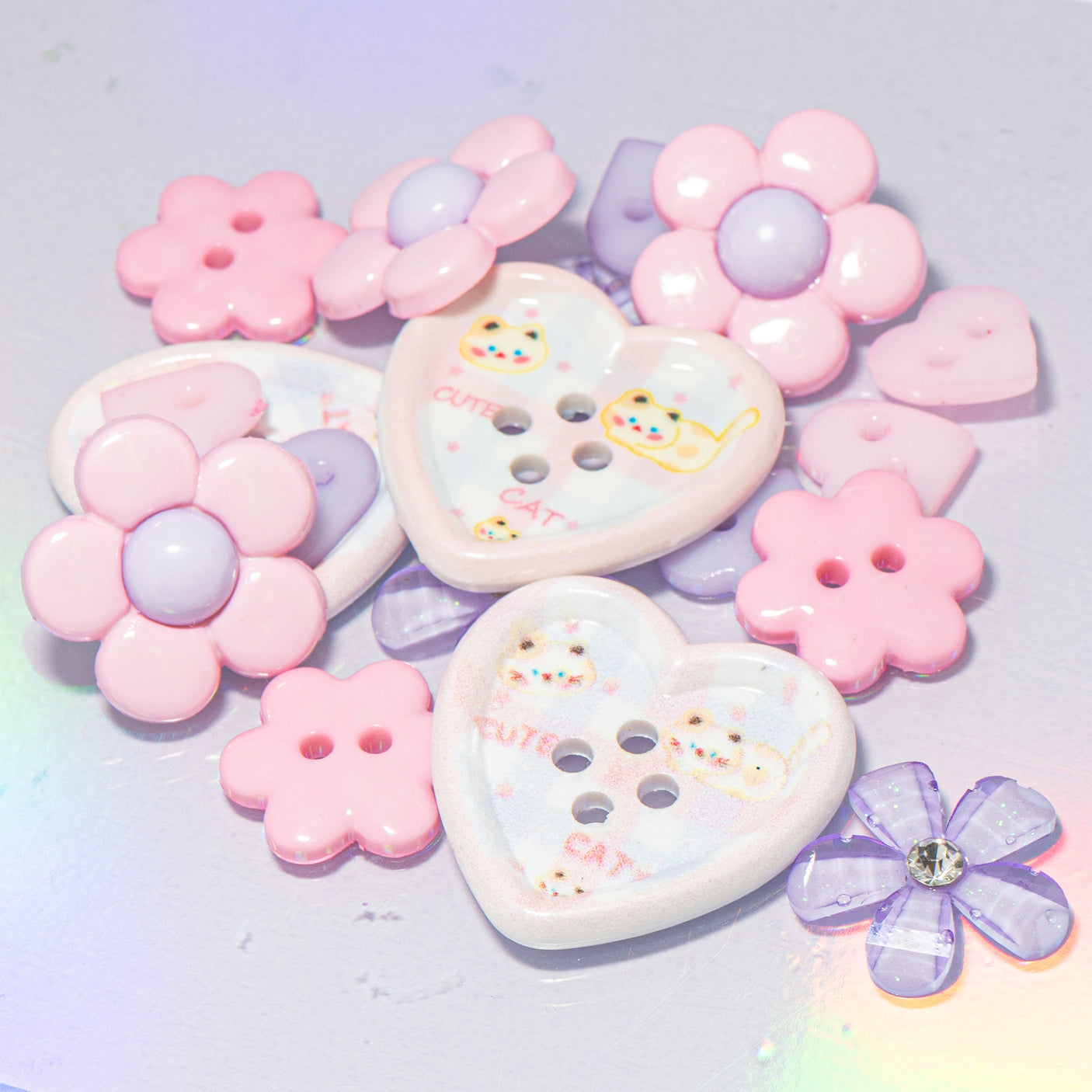 Cotton Candy Hearts Button Embellishment Mix