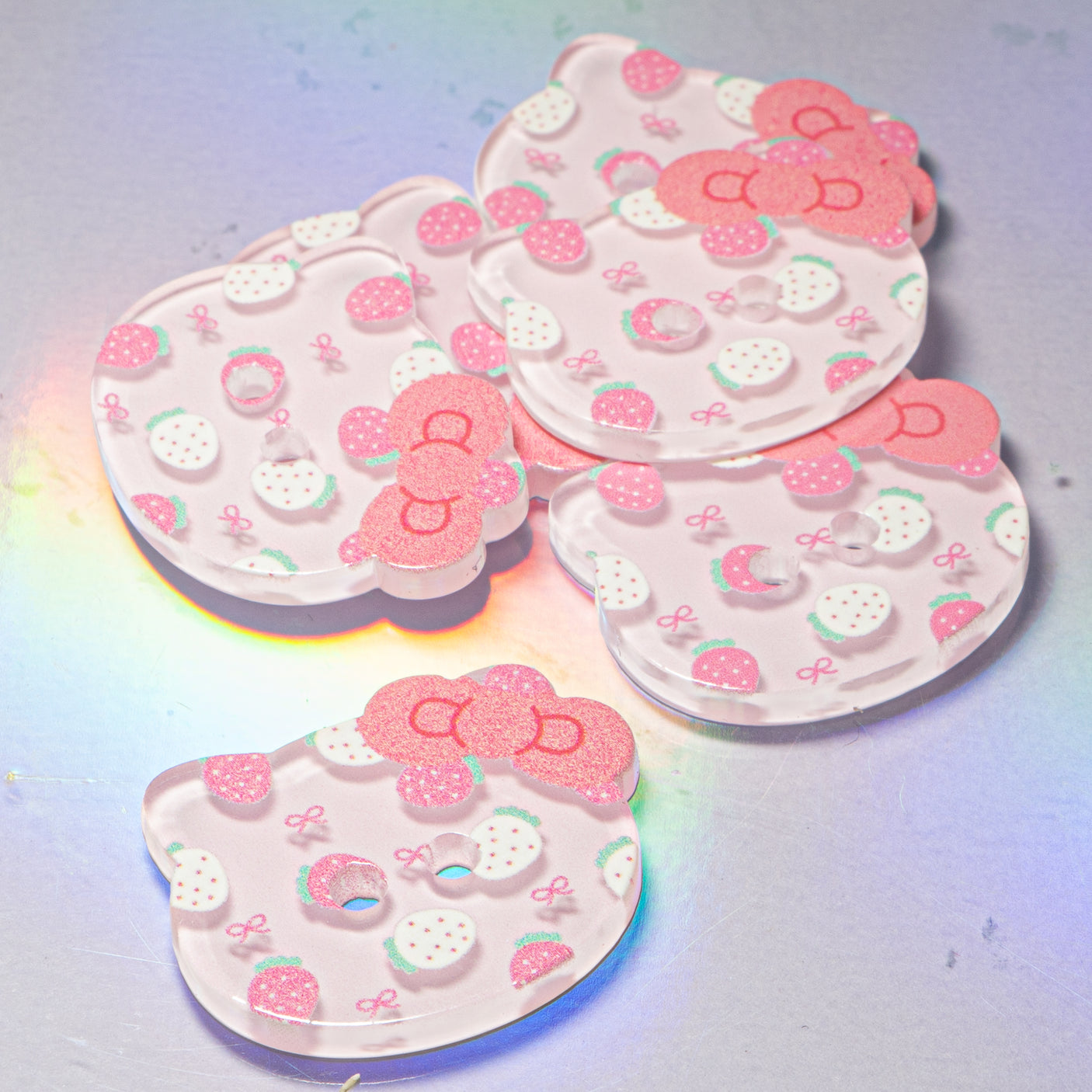 6-Piece Sew-Thru Buttons Sweet Strawberry Cats