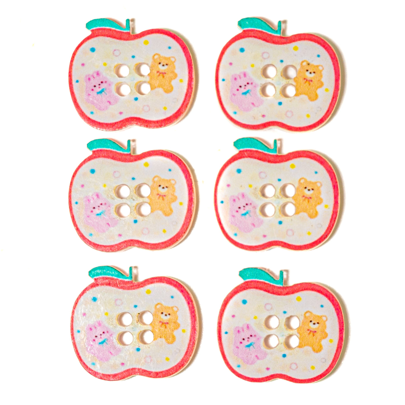 6-Piece Sew-Thru Buttons Sweet Apples