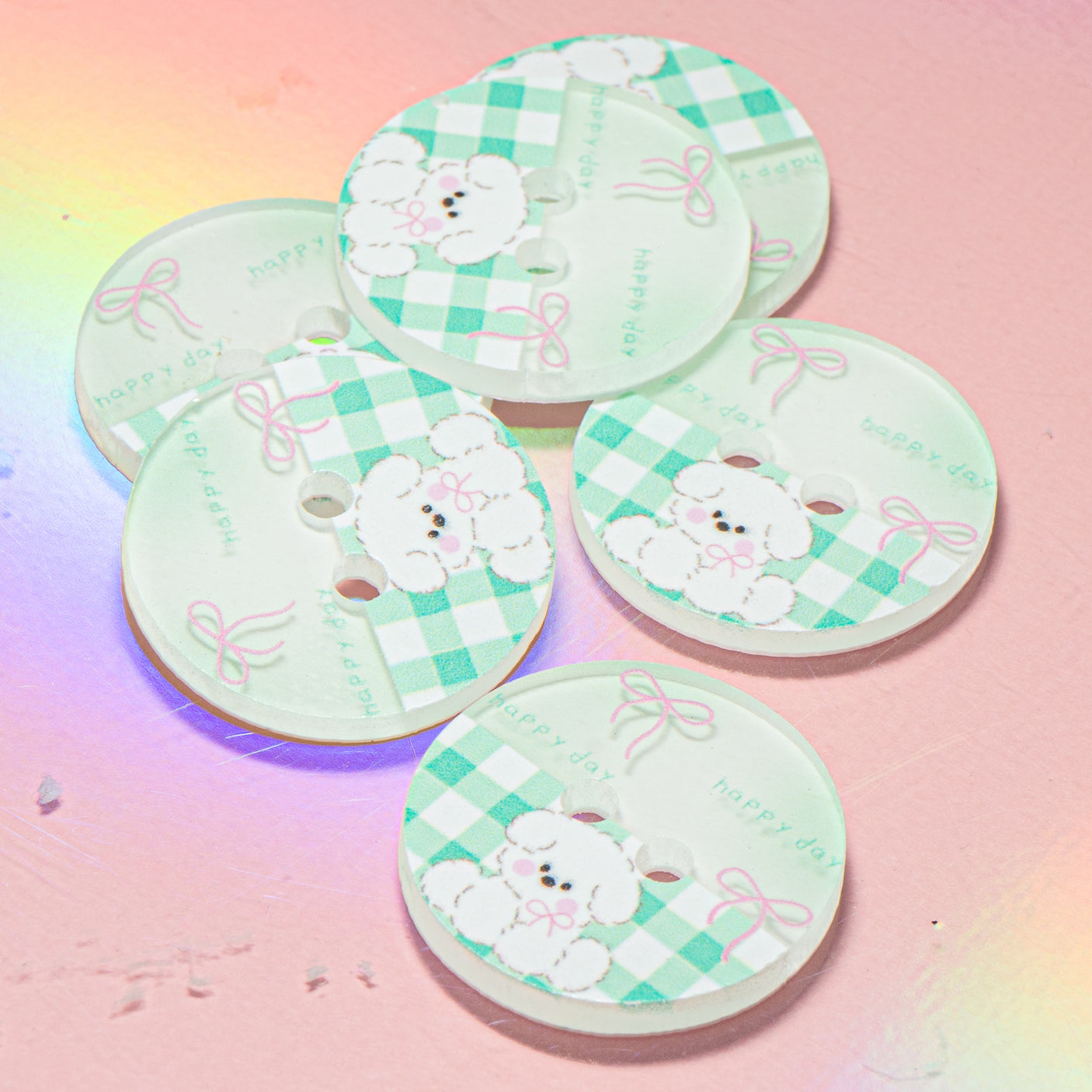 6-Piece Sew-Thru Buttons Sweet Puppy Rounds