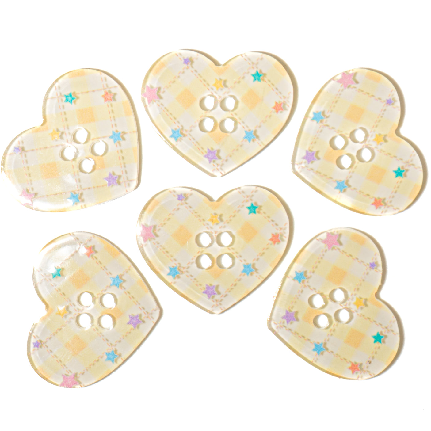 6-Piece Sew-Thru Buttons Sunny Argyle Hearts