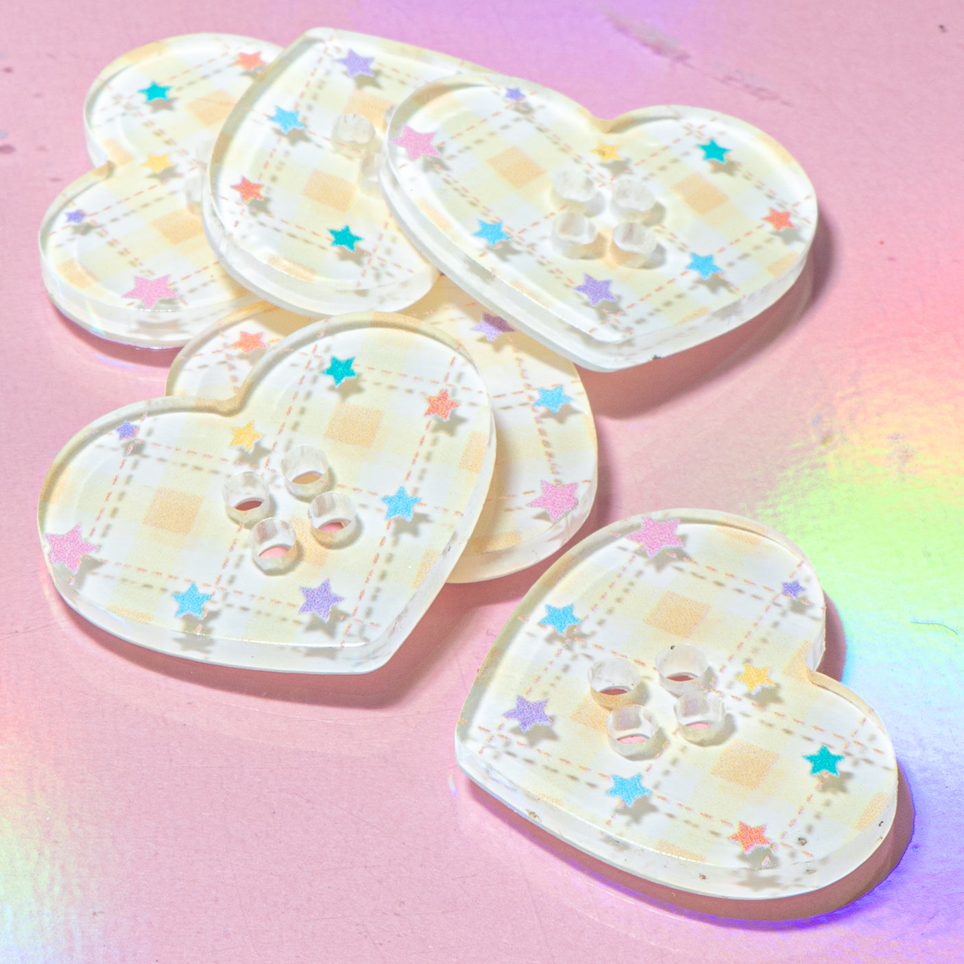 6-Piece Sew-Thru Buttons Sunny Argyle Hearts