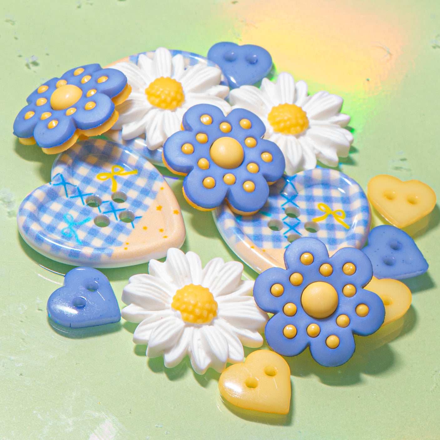 Sunny Sky Plaid & Daisy Embellishment Mix