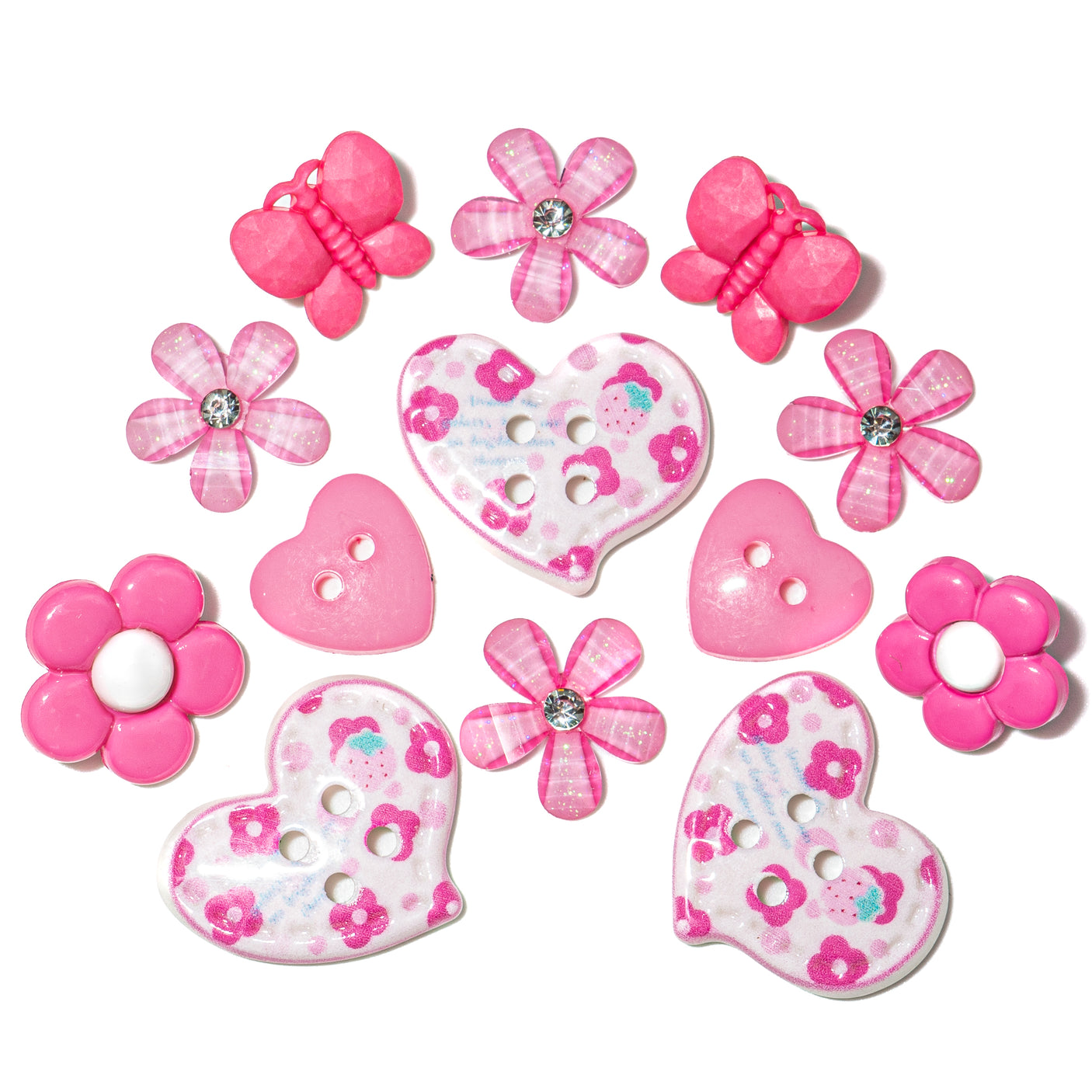 Pretty in Pink Sparkle Heart Embellishment Mix
