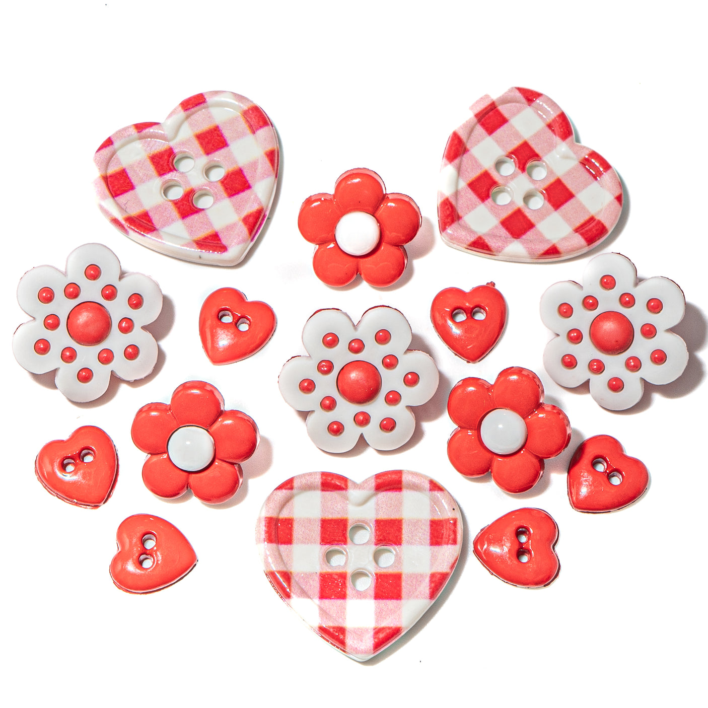 Classic Picnic Red & White Button Embellishment Mix