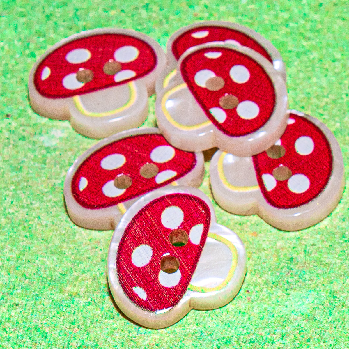 Red Mushroom Printed 2-Hole Buttons