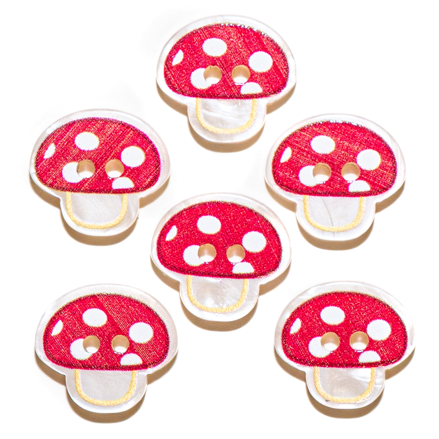 Red Mushroom Printed 2-Hole Buttons