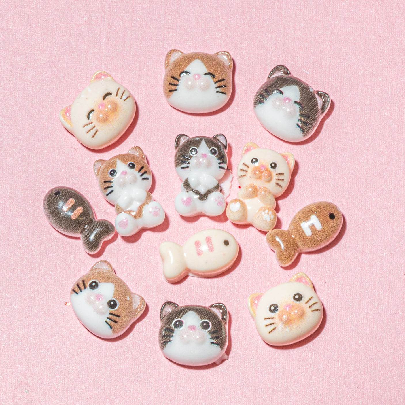 Tiny Cat Faces Resin Craft Embellishments
