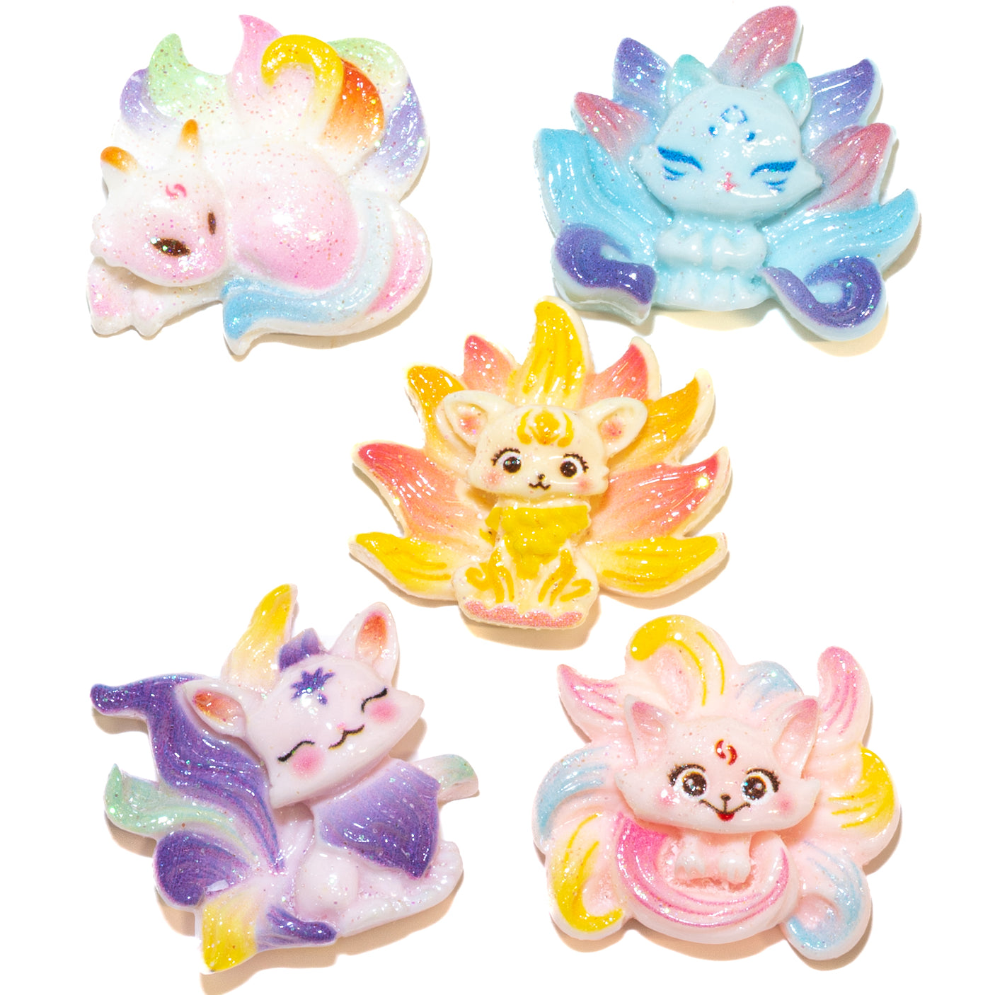 Glitter Magic Foxes Resin Craft Embellishments