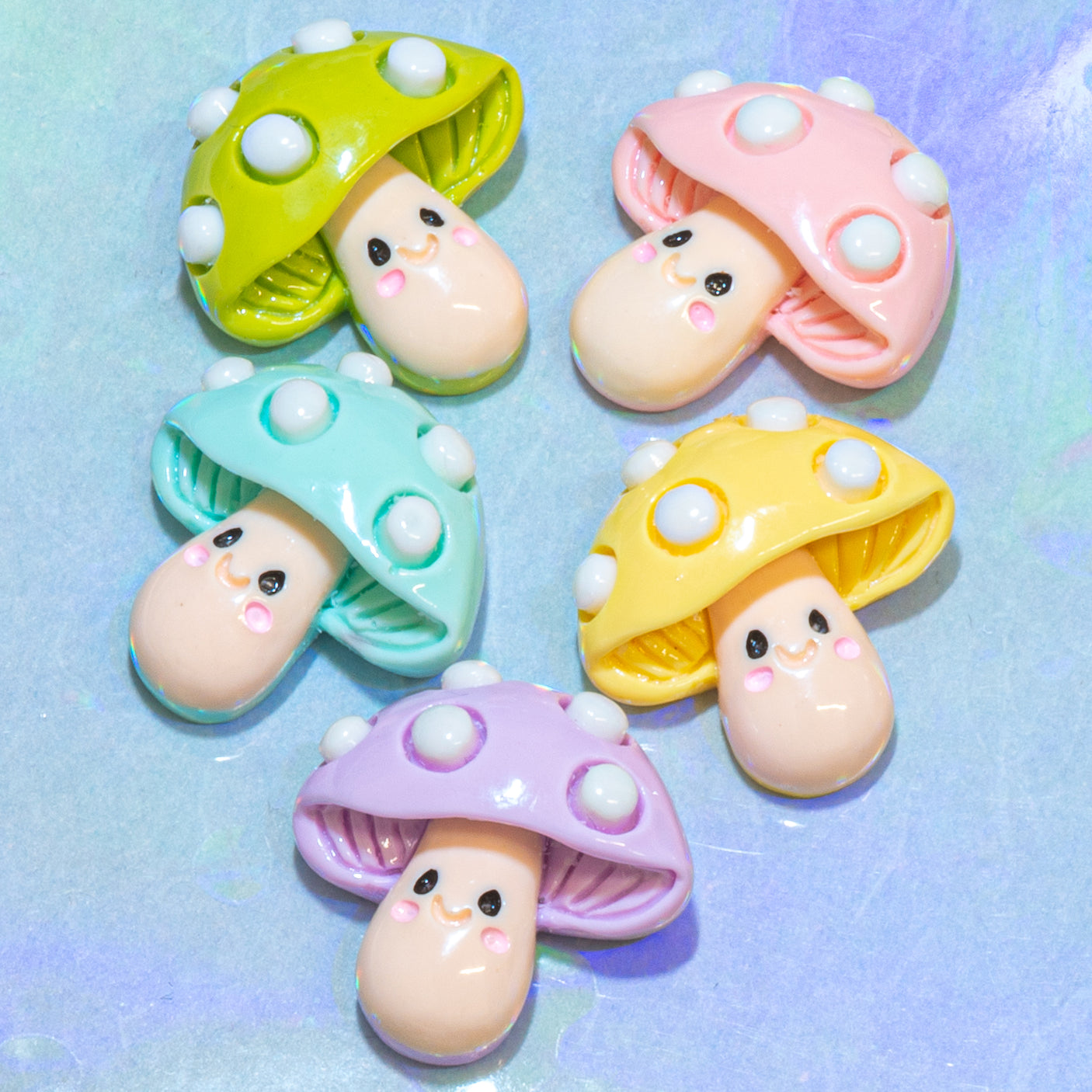 Pastel Mushrooms Resin Craft Embellishments