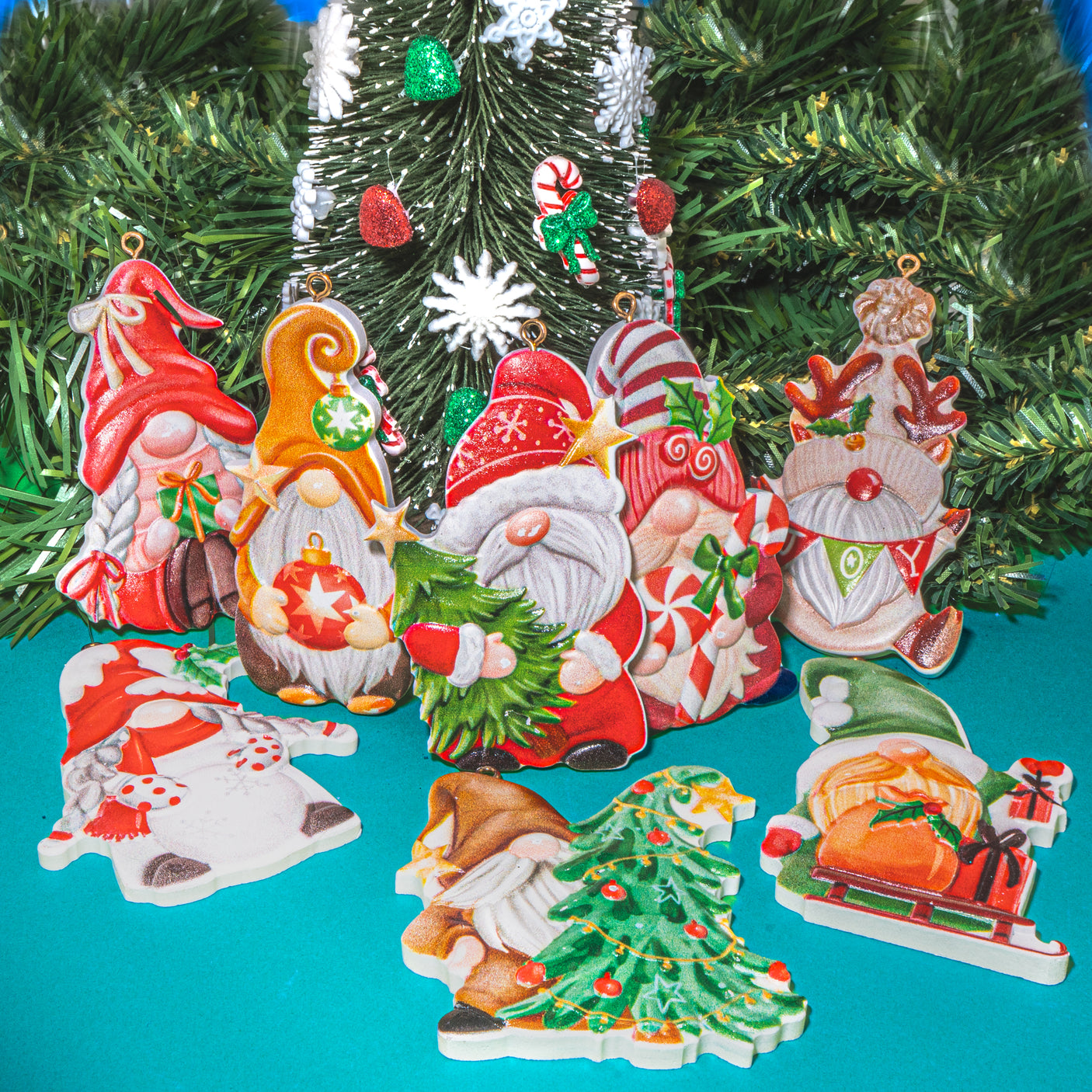 Jolly Santa Gnome Resin Christmas Ornaments