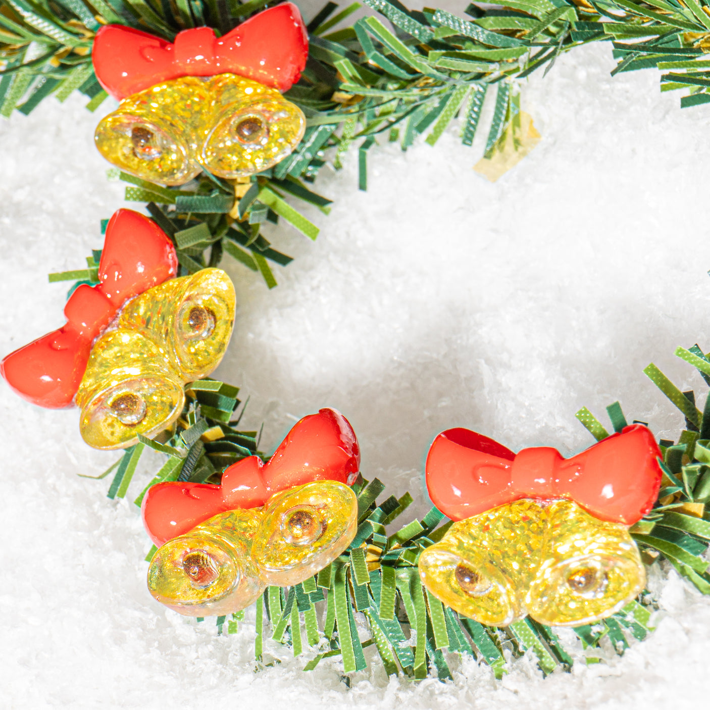 Christmas Transparent Resin Flat Back Cabochons – Glitter Bell Shapes