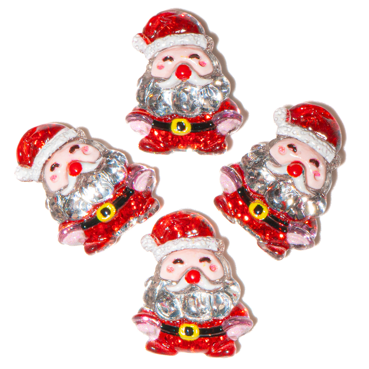 Christmas Transparent Resin Flat Back Cabochons – Glitter Santa Shapes