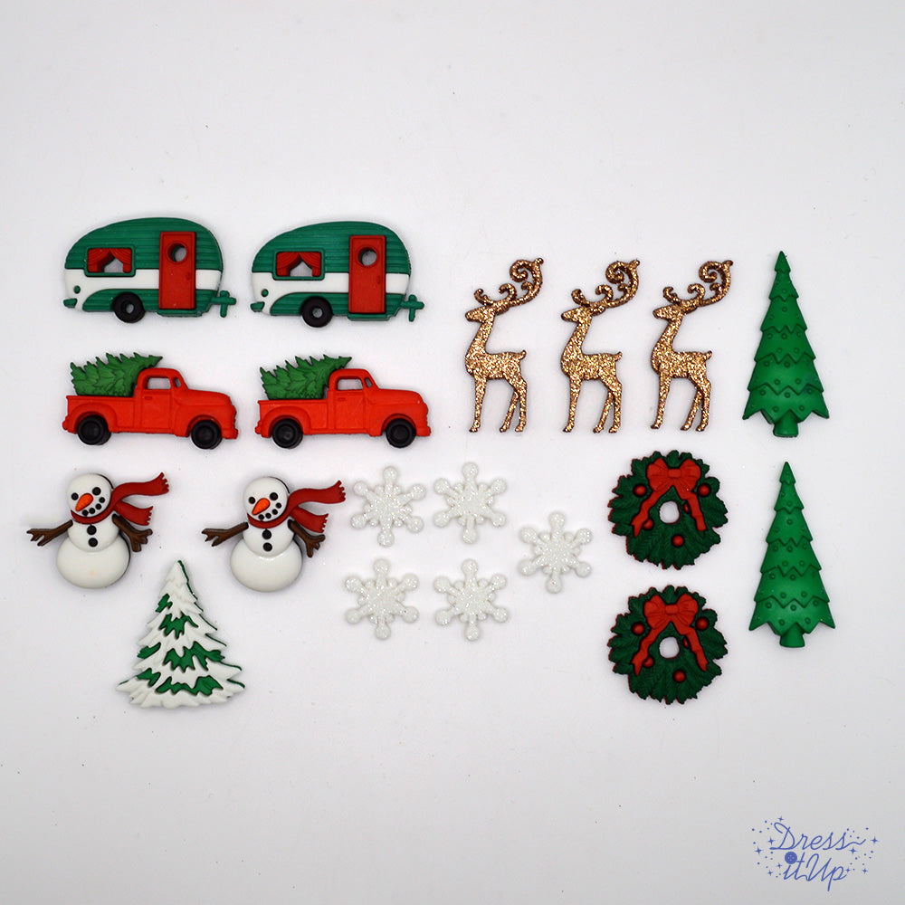 Winter Joy Super Value Pack, 19pcs Outdoor Themed Buttons
