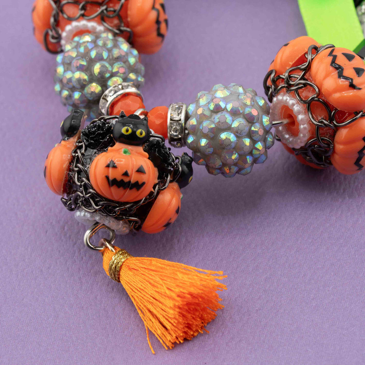 Handmade Beaded Halloween Mini Wreath Ornaments