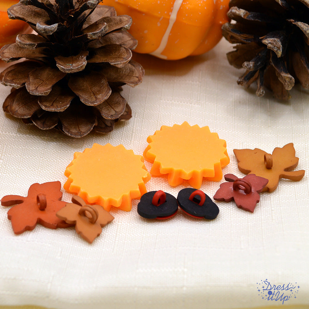 Shank back and flat back fall themed craft embellishments