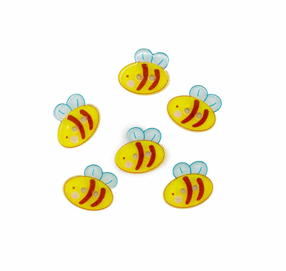 Buzzing Bumble Bee Printed 2-Hole Buttons
