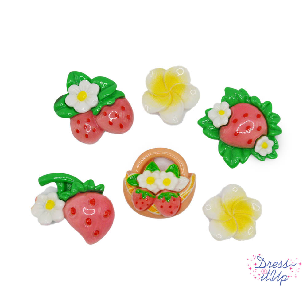 Berry Basket Summer Strawberry Themed Buttons