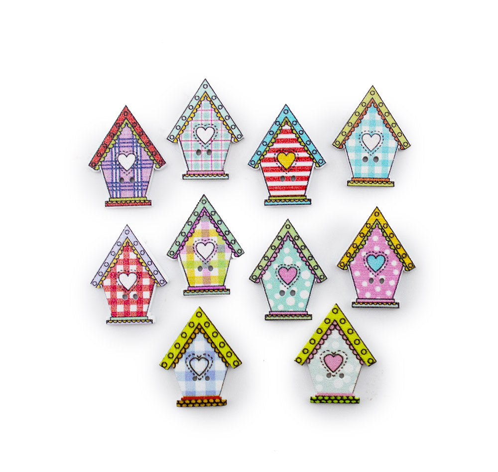 Birdhouse Bliss Wood Buttons