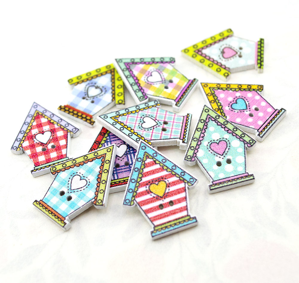 Birdhouse Bliss Wood Buttons