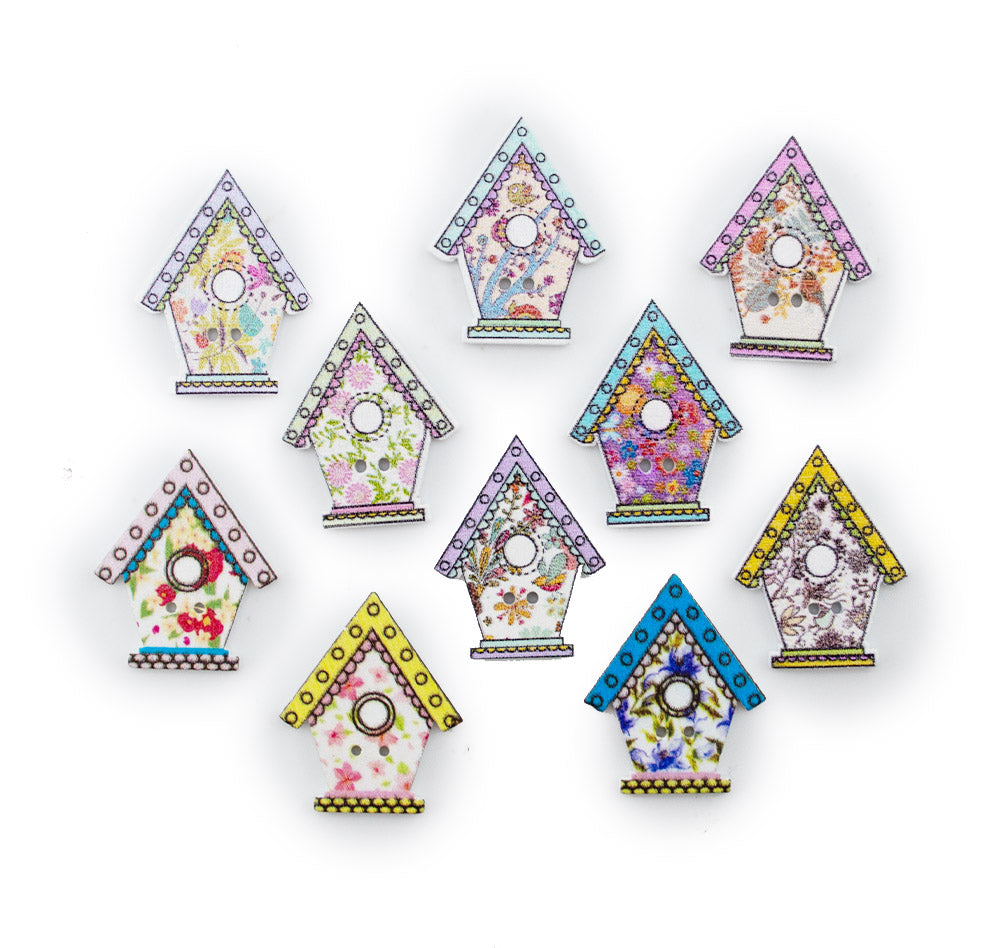Bloom Cottage Birdhouse Buttons