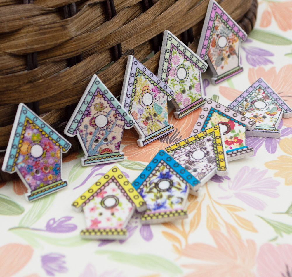 Bloom Cottage Birdhouse Buttons
