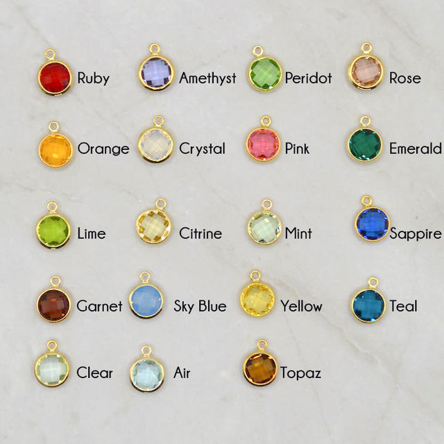 18K Gold Mini Round Faceted Glass Color Charms