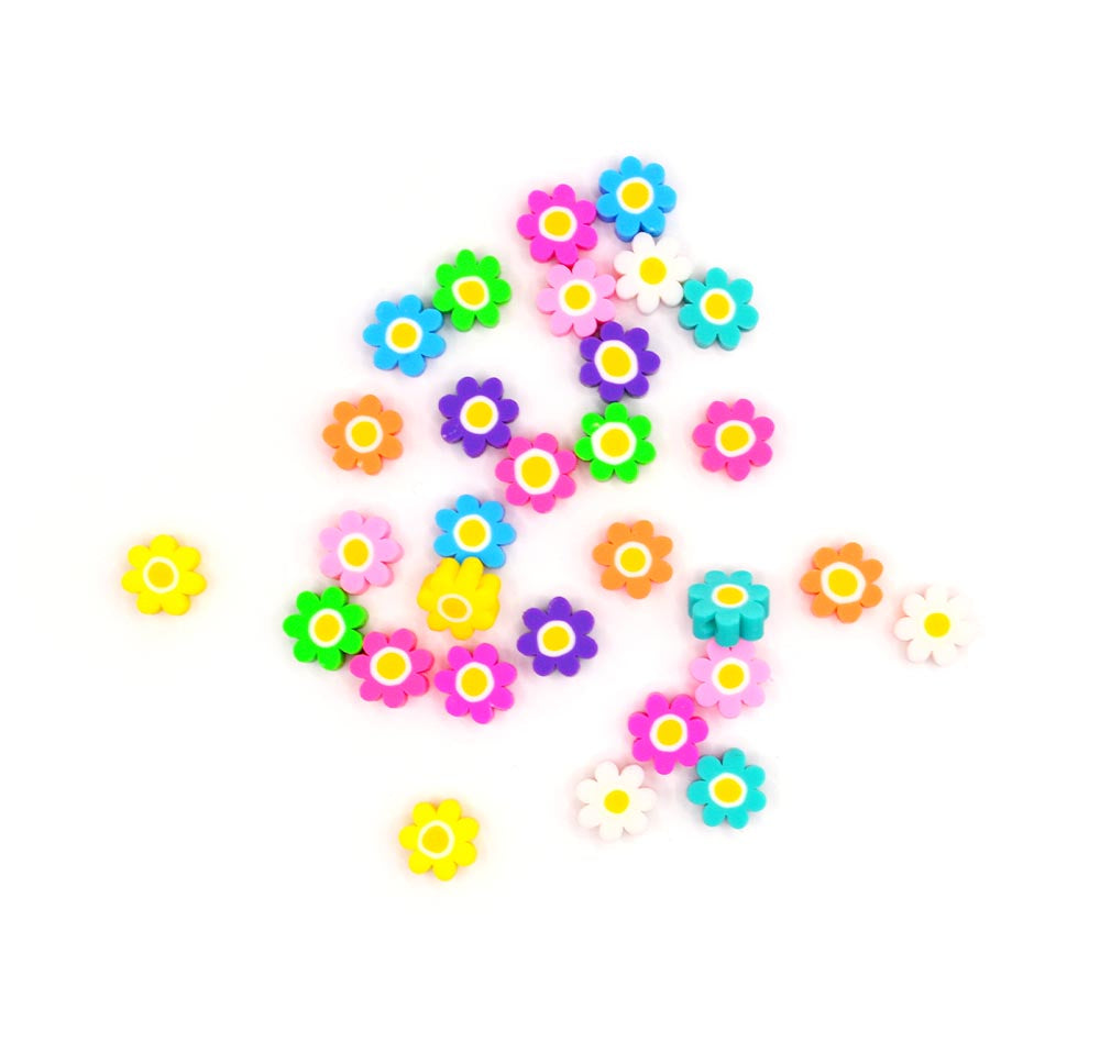 fimo clay multicolor flower beads for crafting