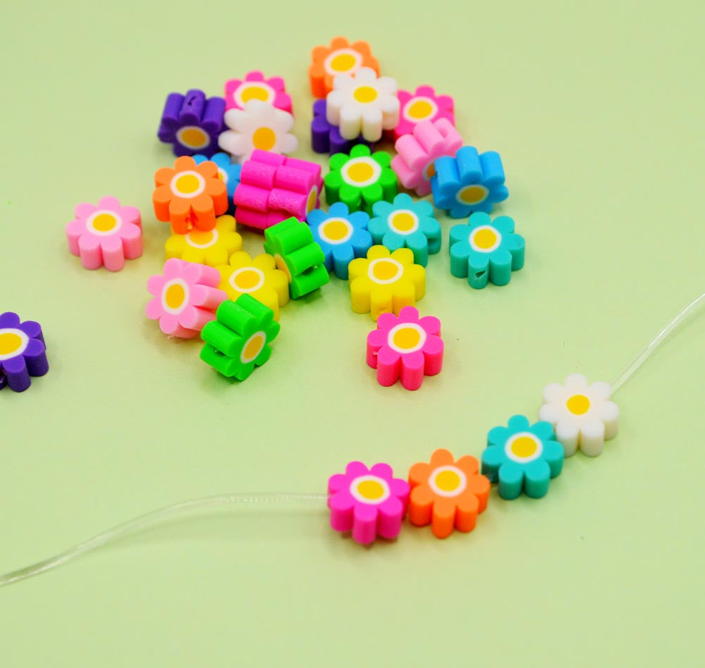 fimo clay multicolor flower beads for crafting