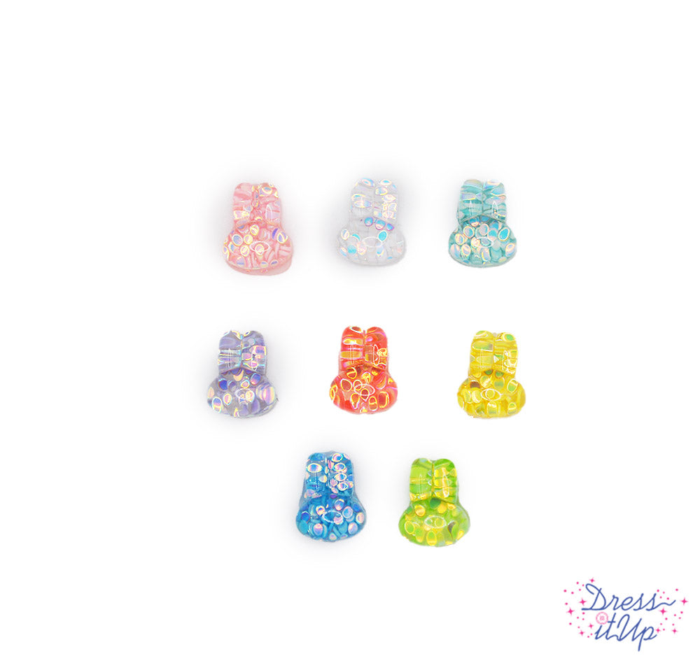 Colorful sparkling flat-back bunnies perfect for Easter and spring crafting