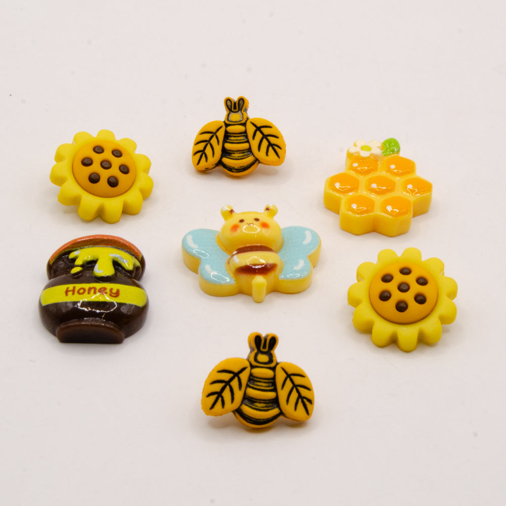 shank back and flat back resin bee and honey themed craft embellishments
