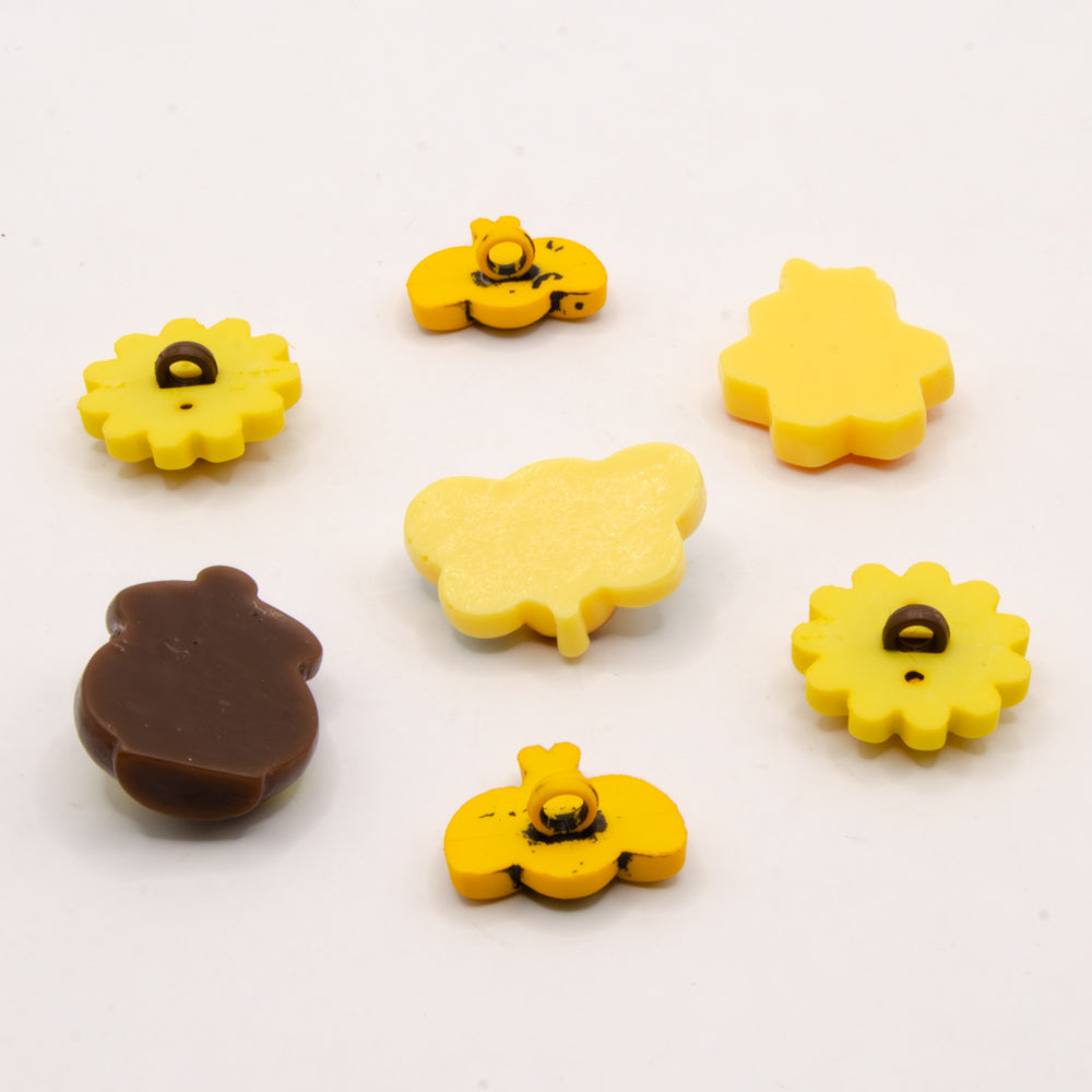 shank back and flat back resin bee and honey themed craft embellishments