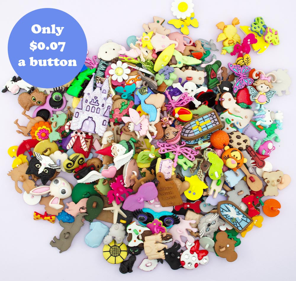 Mystery Mix Loop Back Buttons Half Pound 200+ Pieces