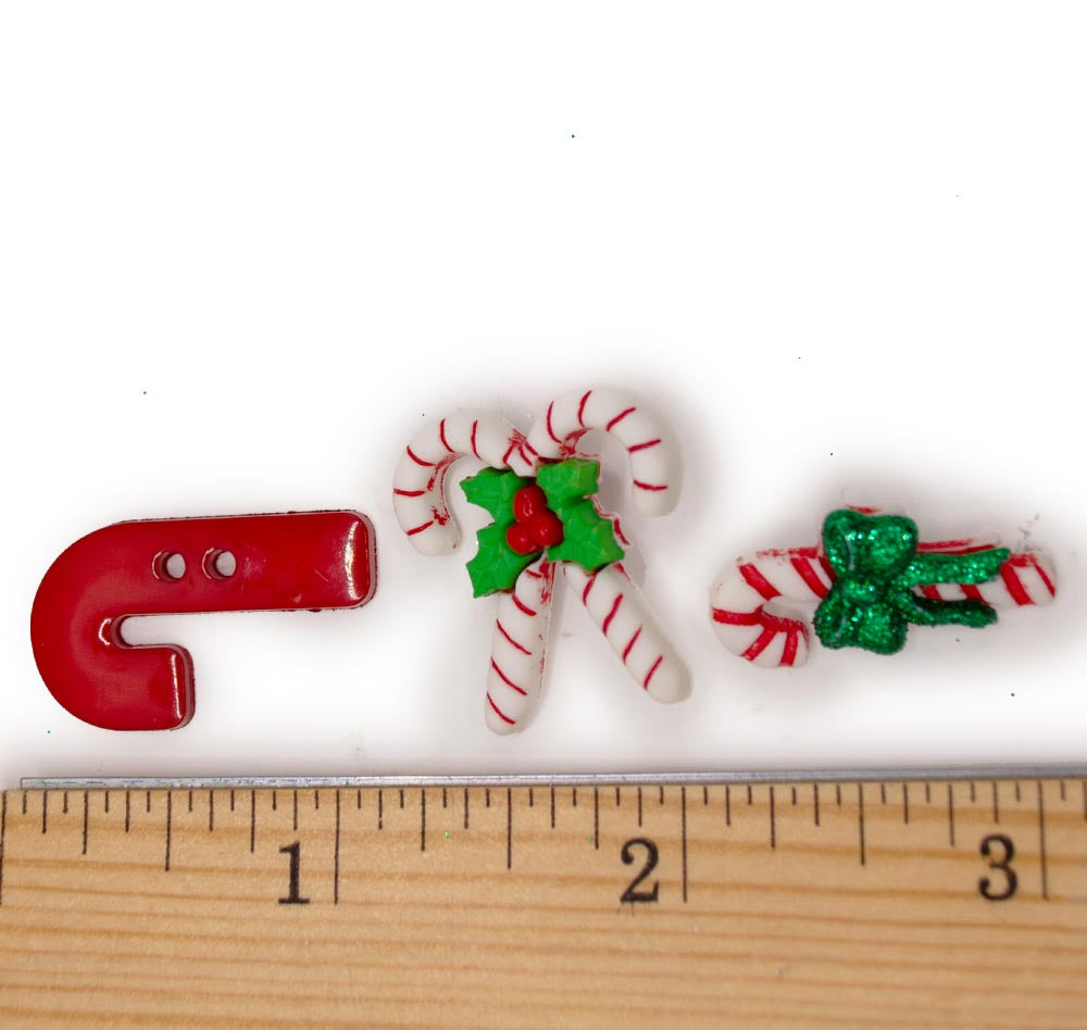Candy Striped Christmas Candy Cane Button Pack