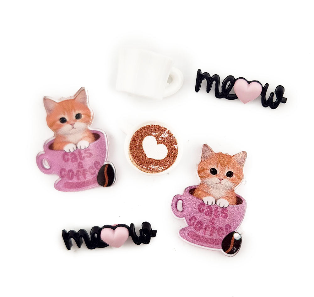Orange Cat and Coffee Craft Buttons