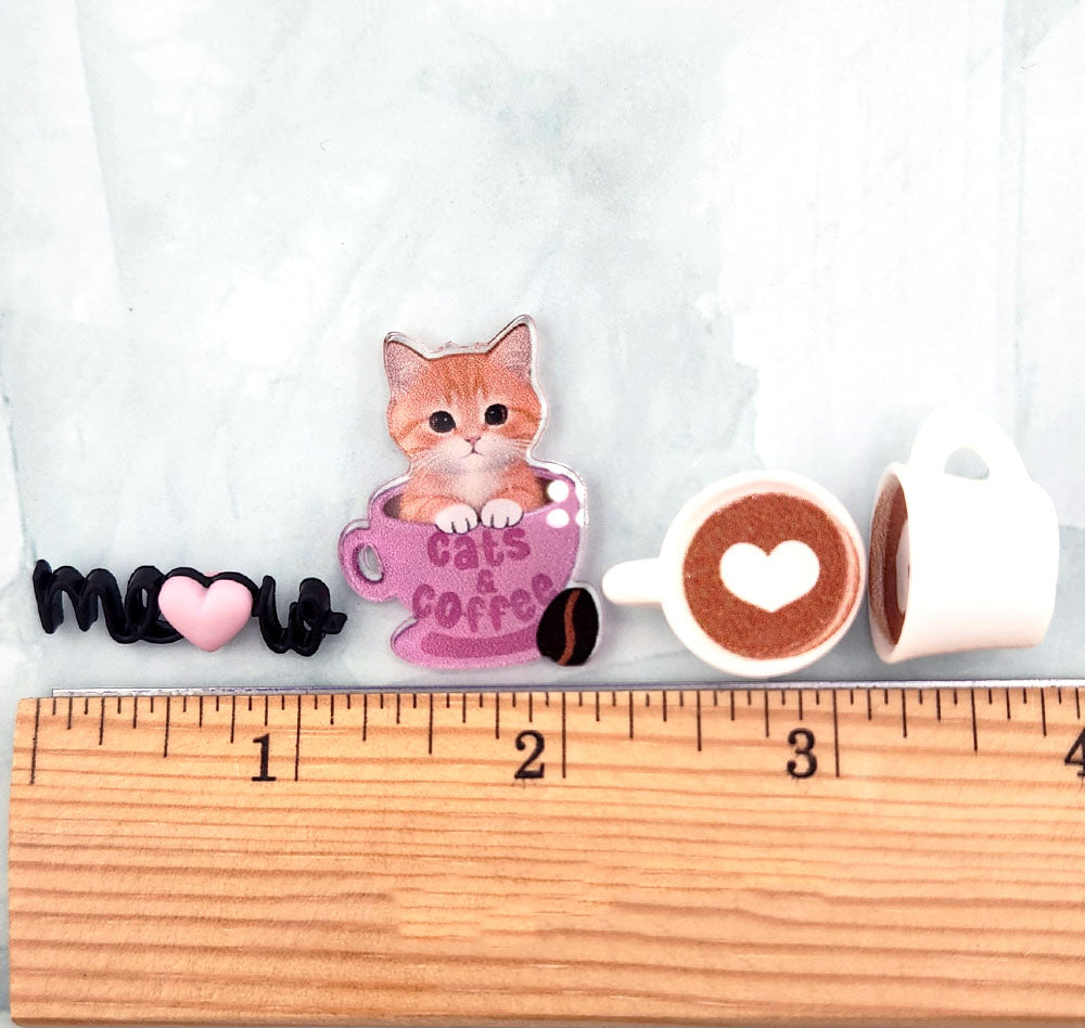 Orange Cat and Coffee Craft Buttons