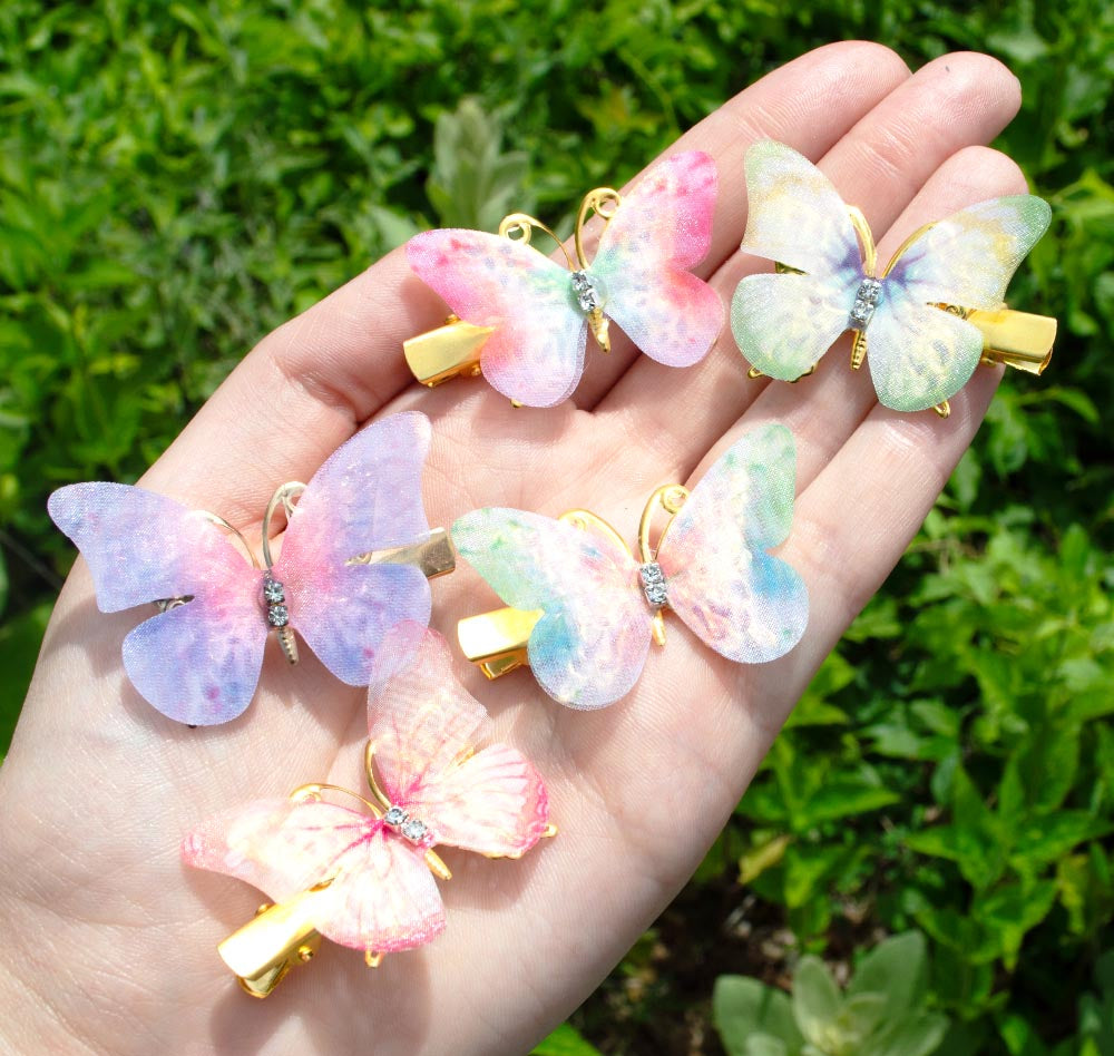 Chiffon Butterfly Hair Clip Pairs