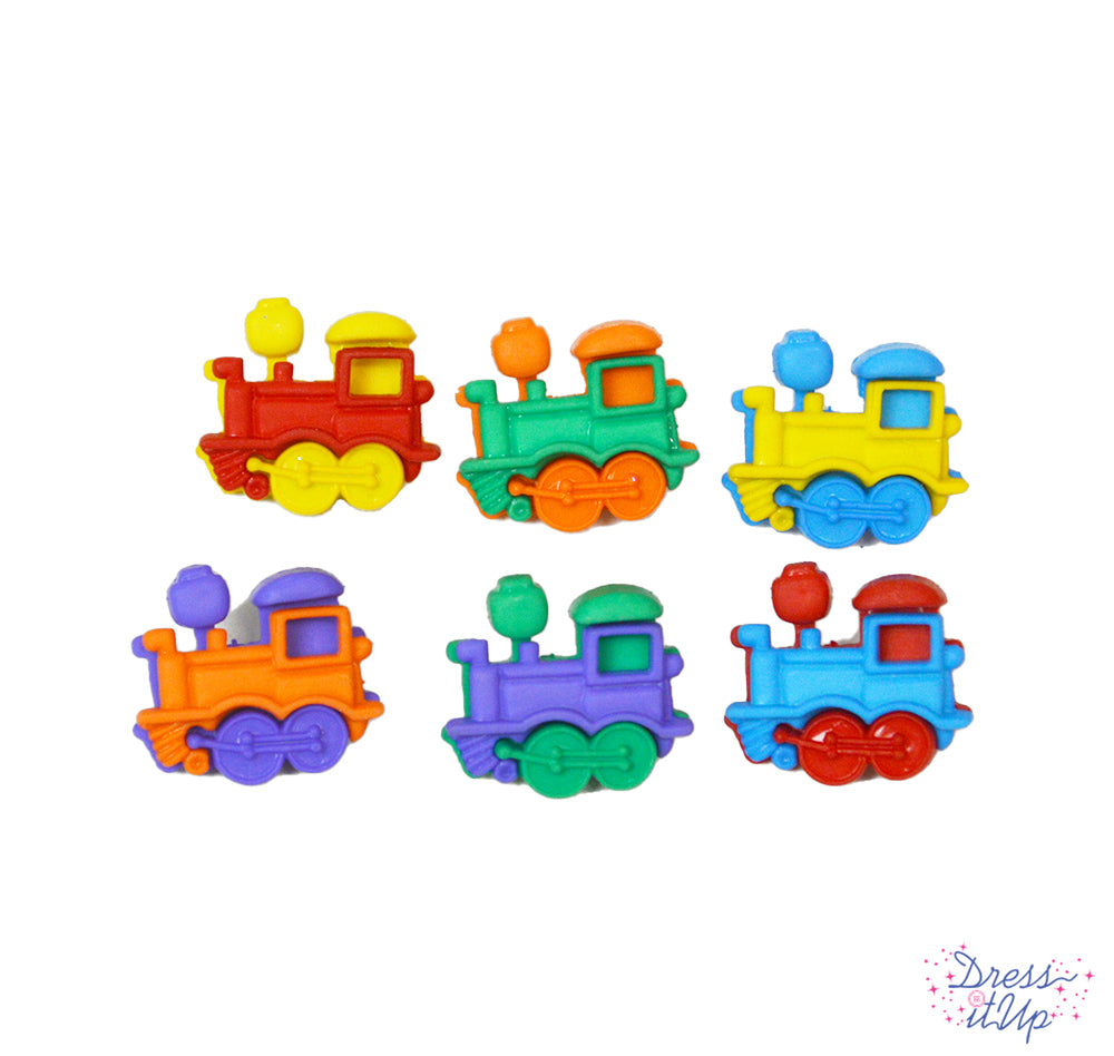 Colorful locomotive trains great for children's crafts and nursery decor