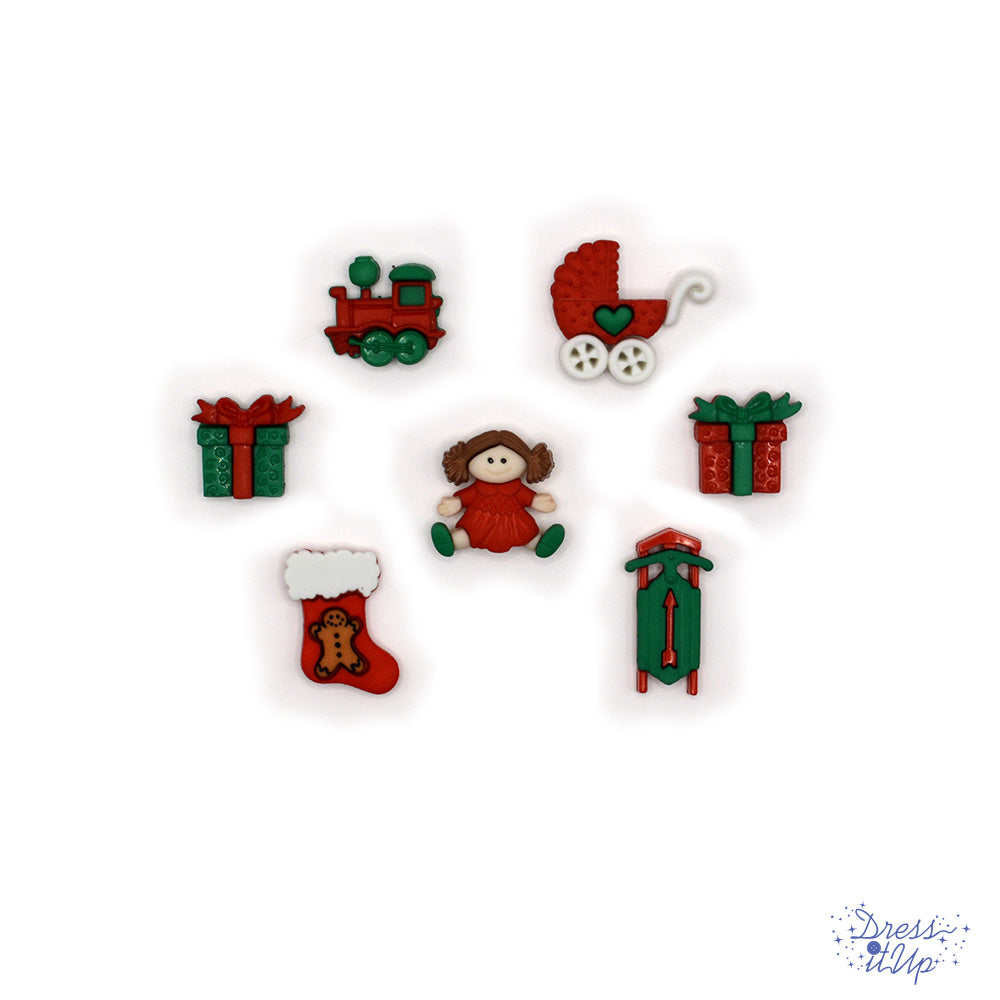 Toys for under the Christmas tree in red and green