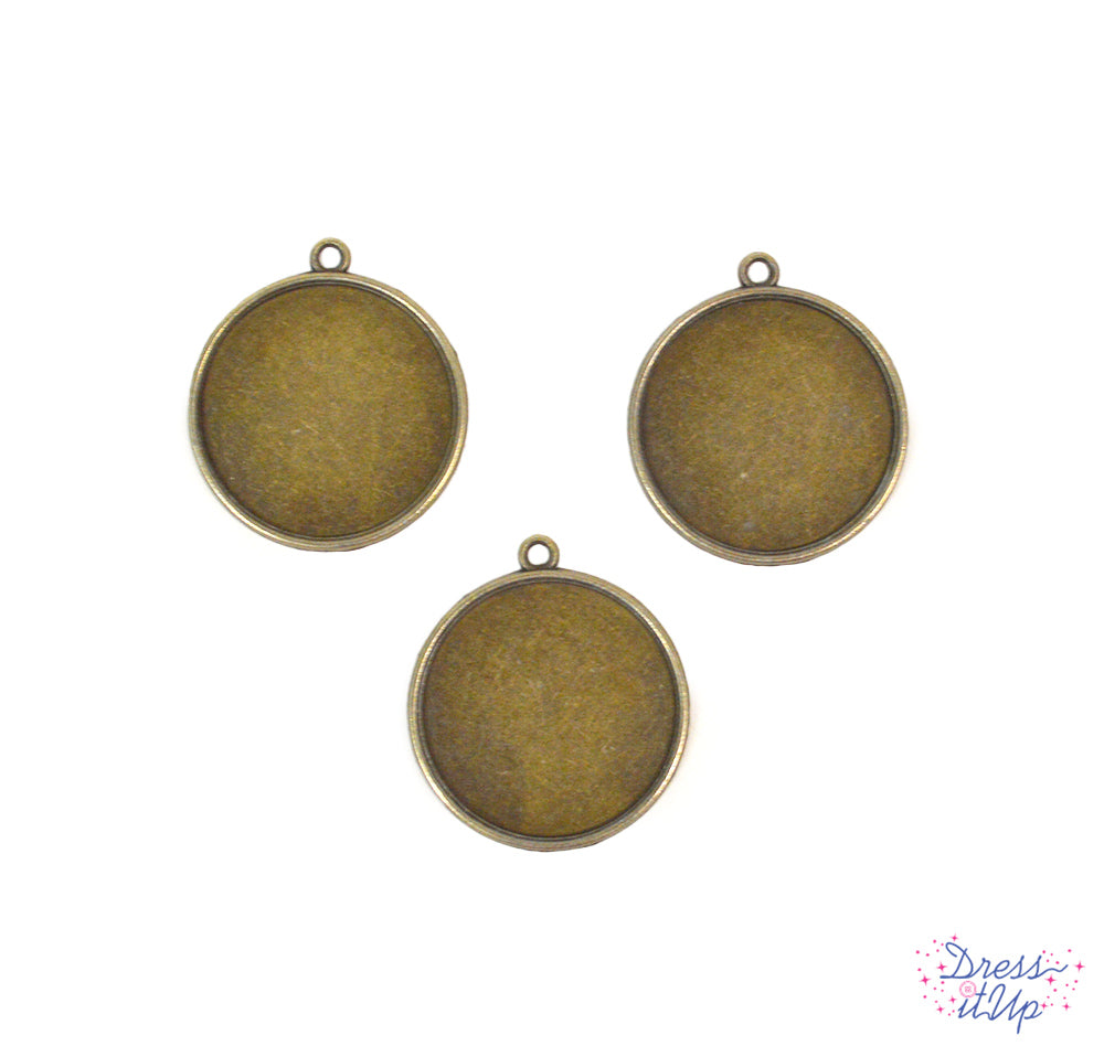 Embellish sturdy round pendant bases with buttons and beads to create jewelry and charms