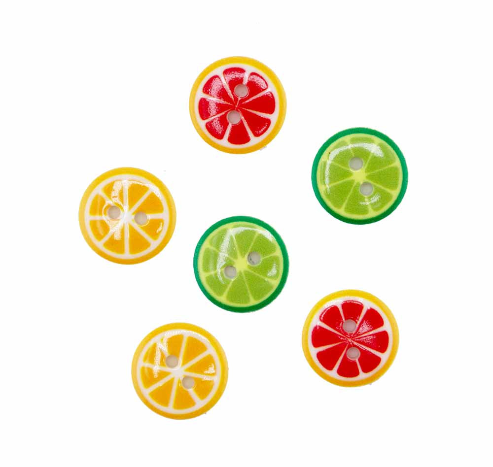 Citrus Slice Printed 2-Hole Round Buttons