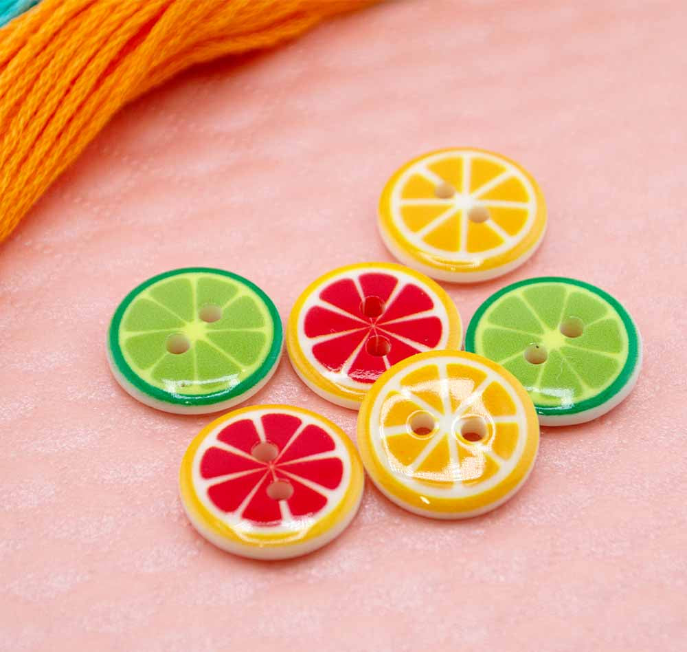 Citrus Slice Printed 2-Hole Round Buttons