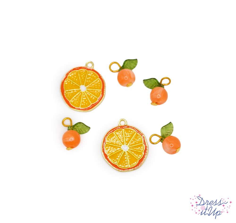 Clementine Charms Orange Fruit Jewelry Crafting Summer Themed
